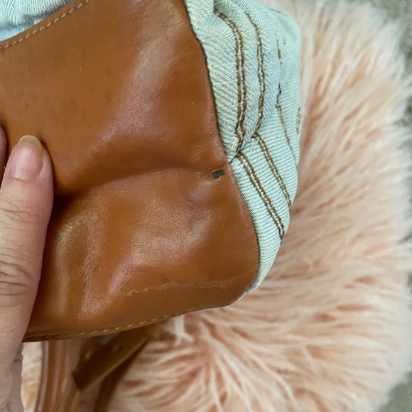 Tory Burch Large Denim and Brown Satchel Removable Crossbody Strap - Picture 4 of 16